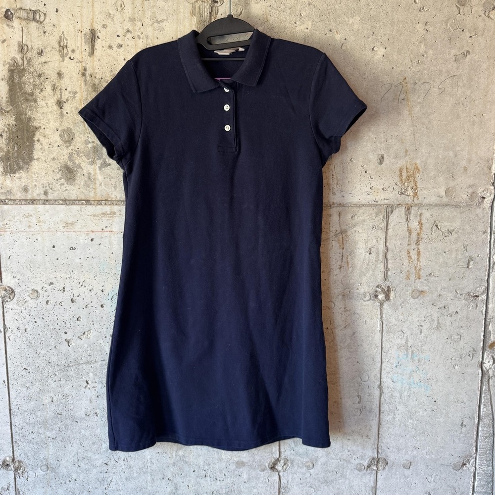 J.Crew Shirt Dress Womens M Blue Polo Collared Cotton Casual Summer Short Sleeve